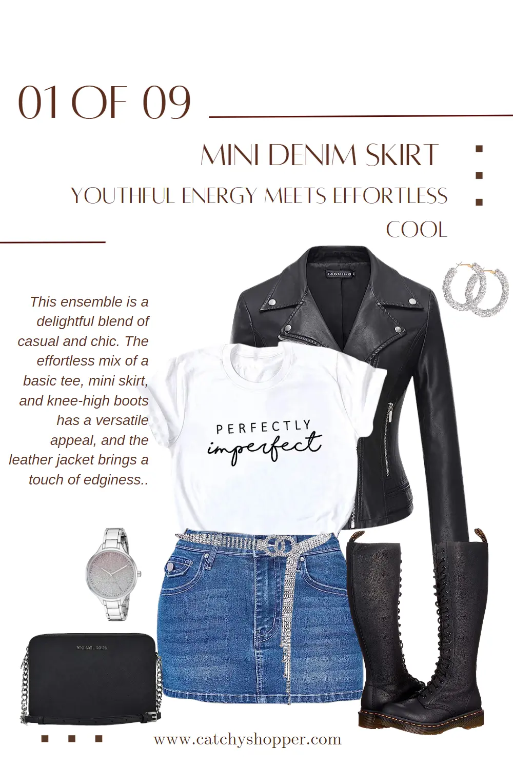 what to wear with a mini denim skirt