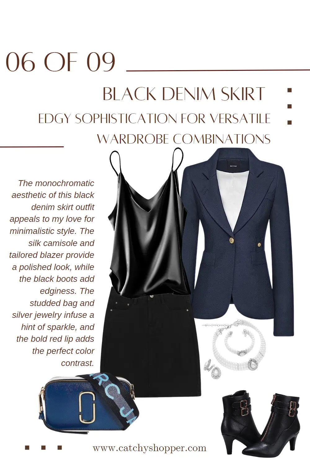 what to wear with a black denim skirt