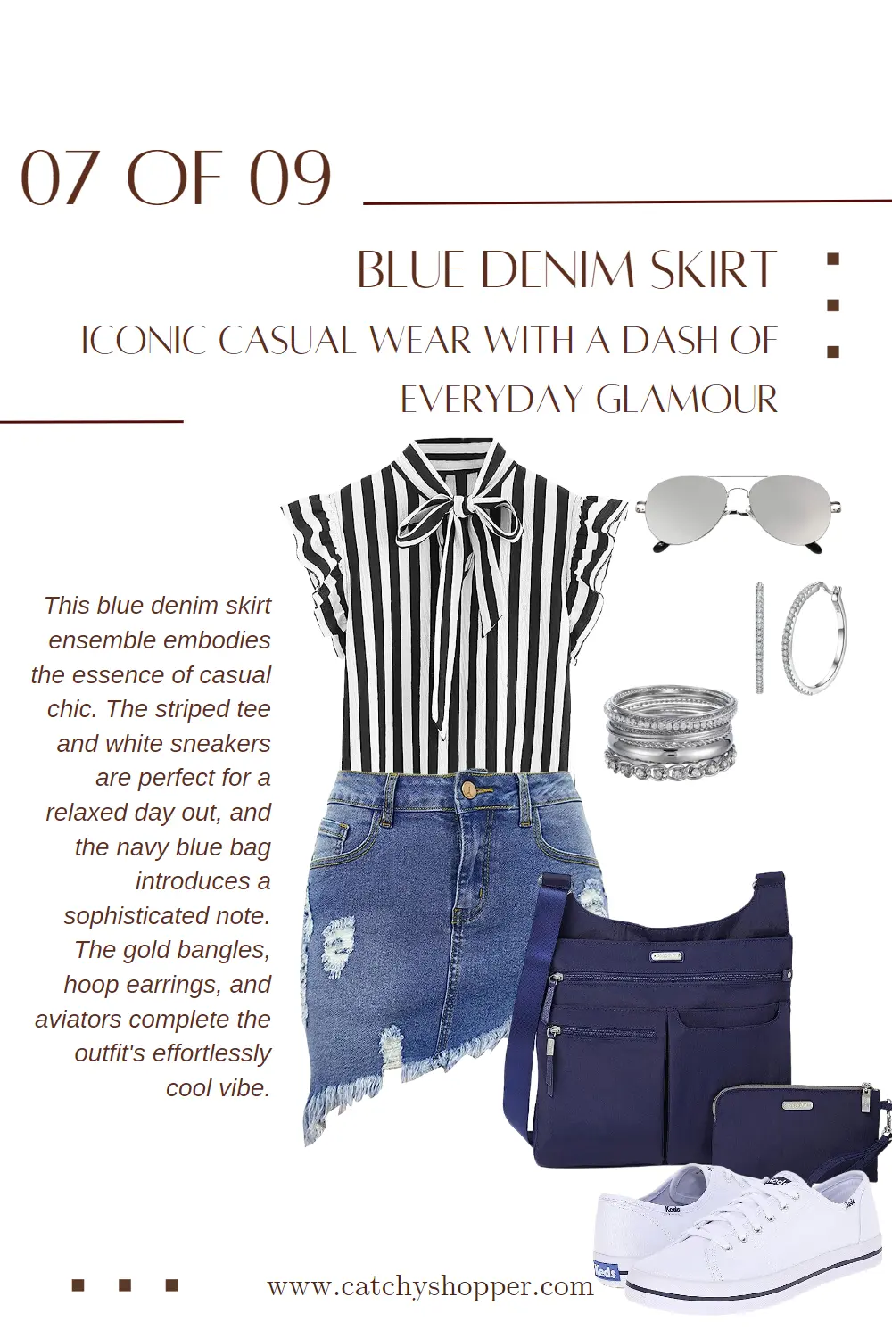what to wear with a blue denim skirt