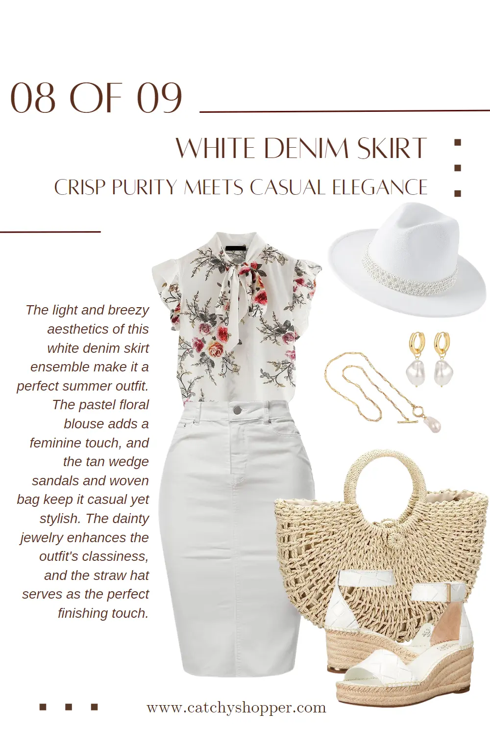 what to wear with a white denim skirt