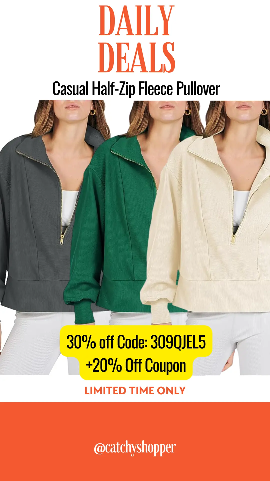 Casual Half-Zip Fleece Pullover