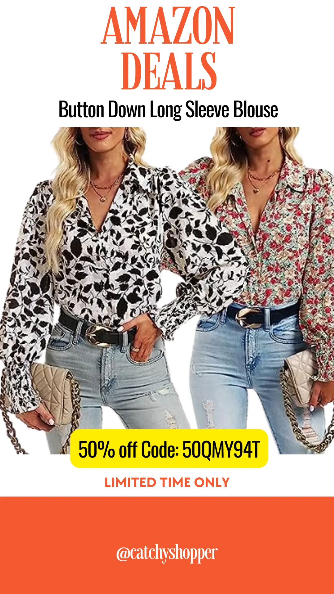 Button Down Long Sleeve Blouse