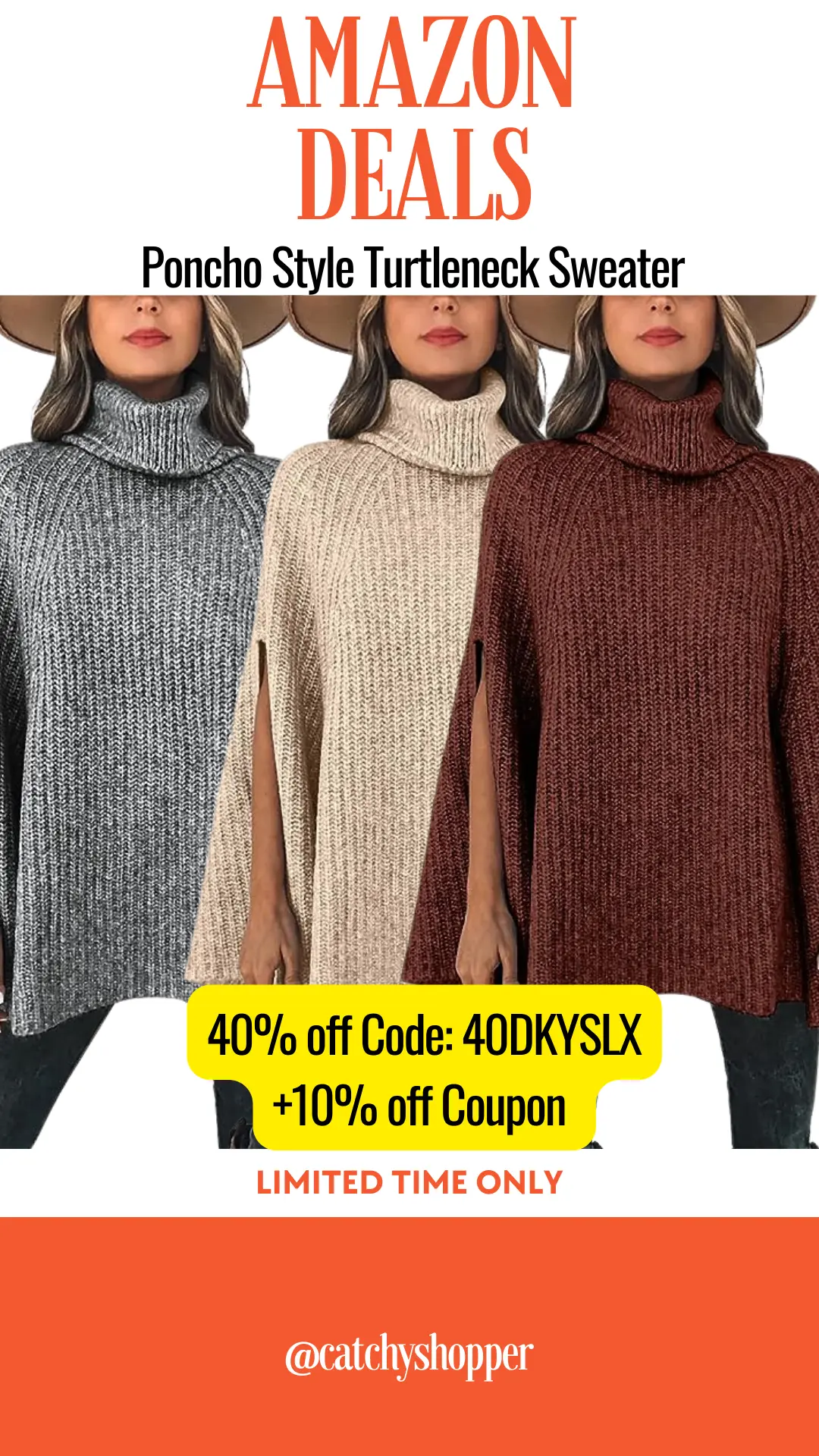 Poncho Style Turtleneck Sweater