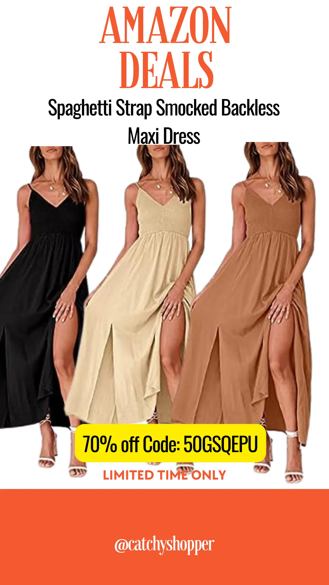 Spaghetti Strap Smocked Backless Maxi Dress