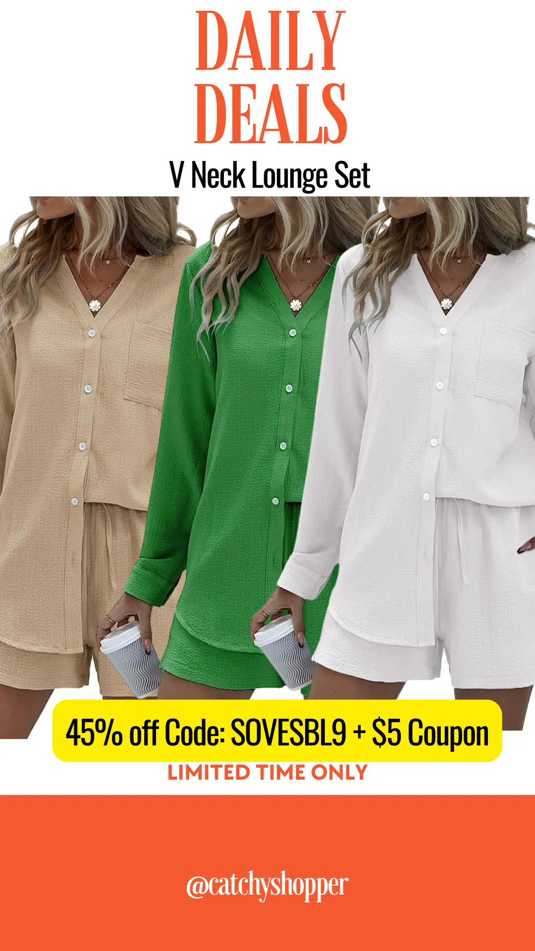 V Neck Lounge Set