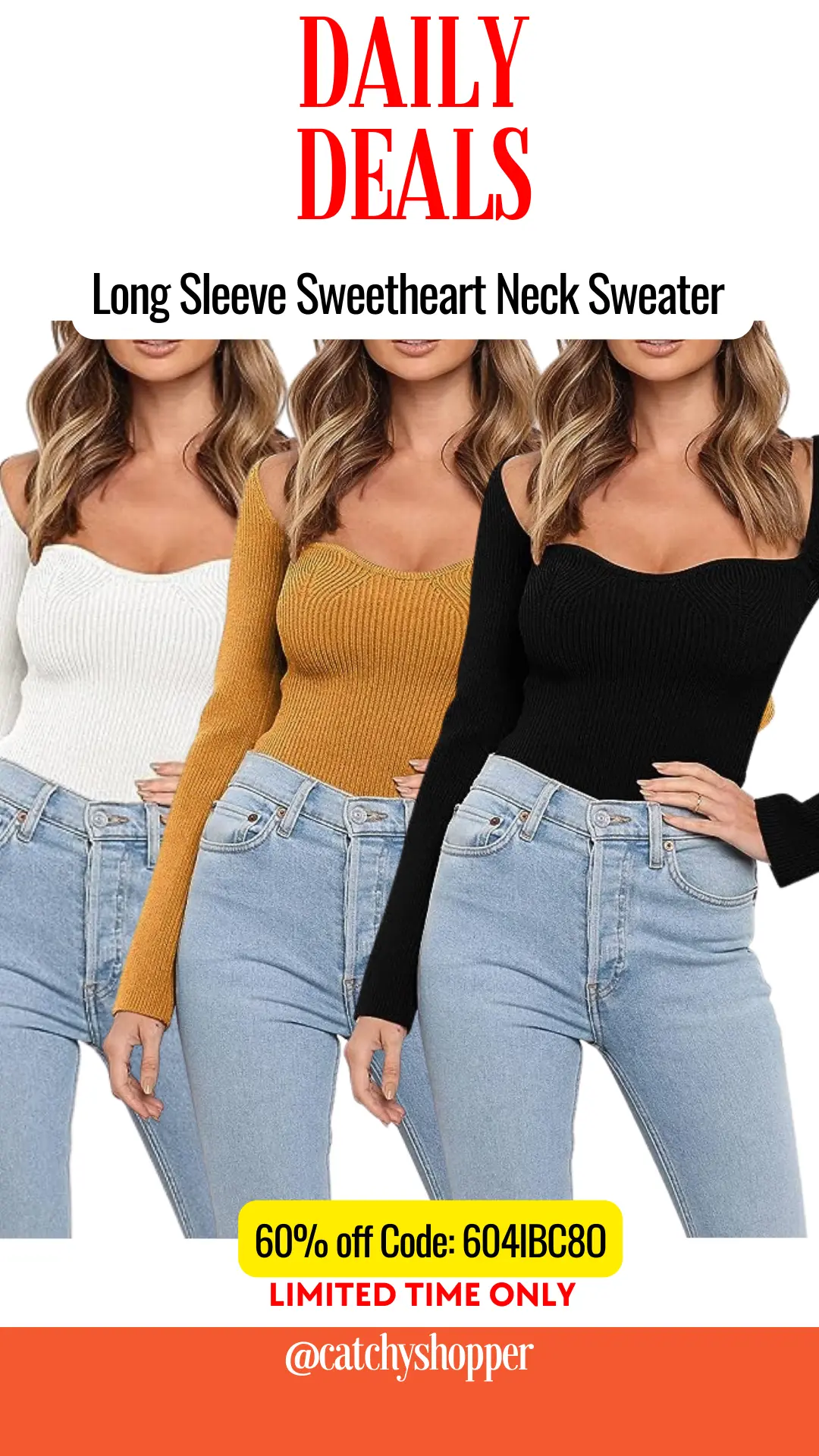 Long Sleeve Sweetheart Neck Sweater