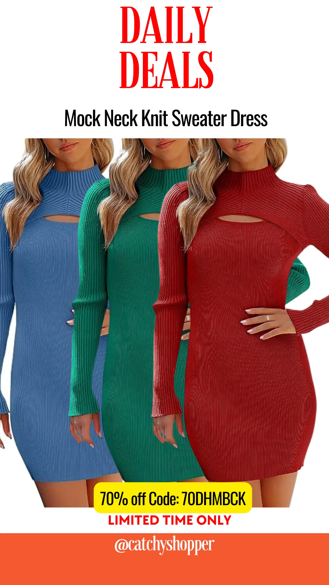 Mock Neck Knit Sweater Dress