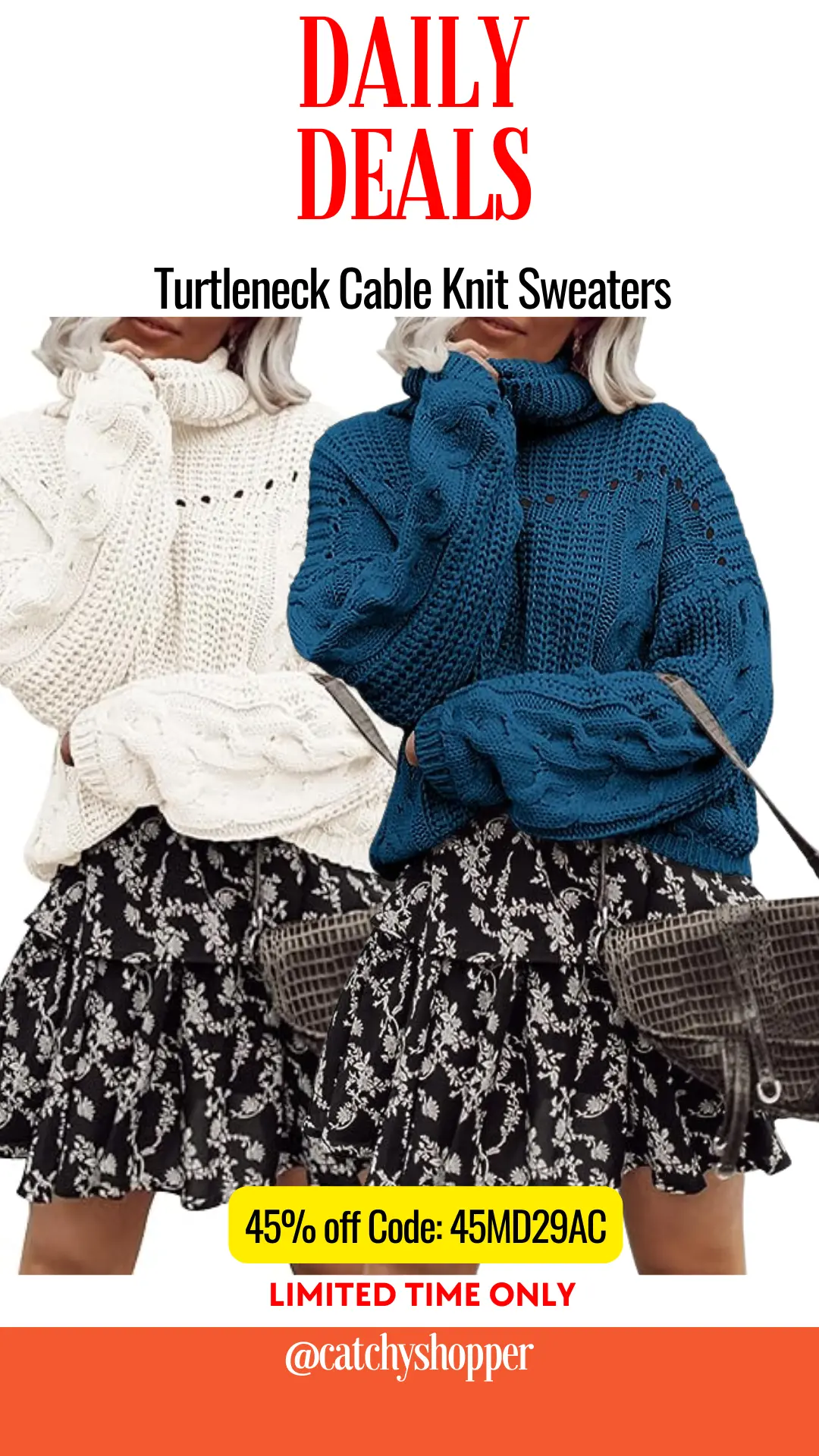 Fall Turtleneck Cable Knit Sweaters