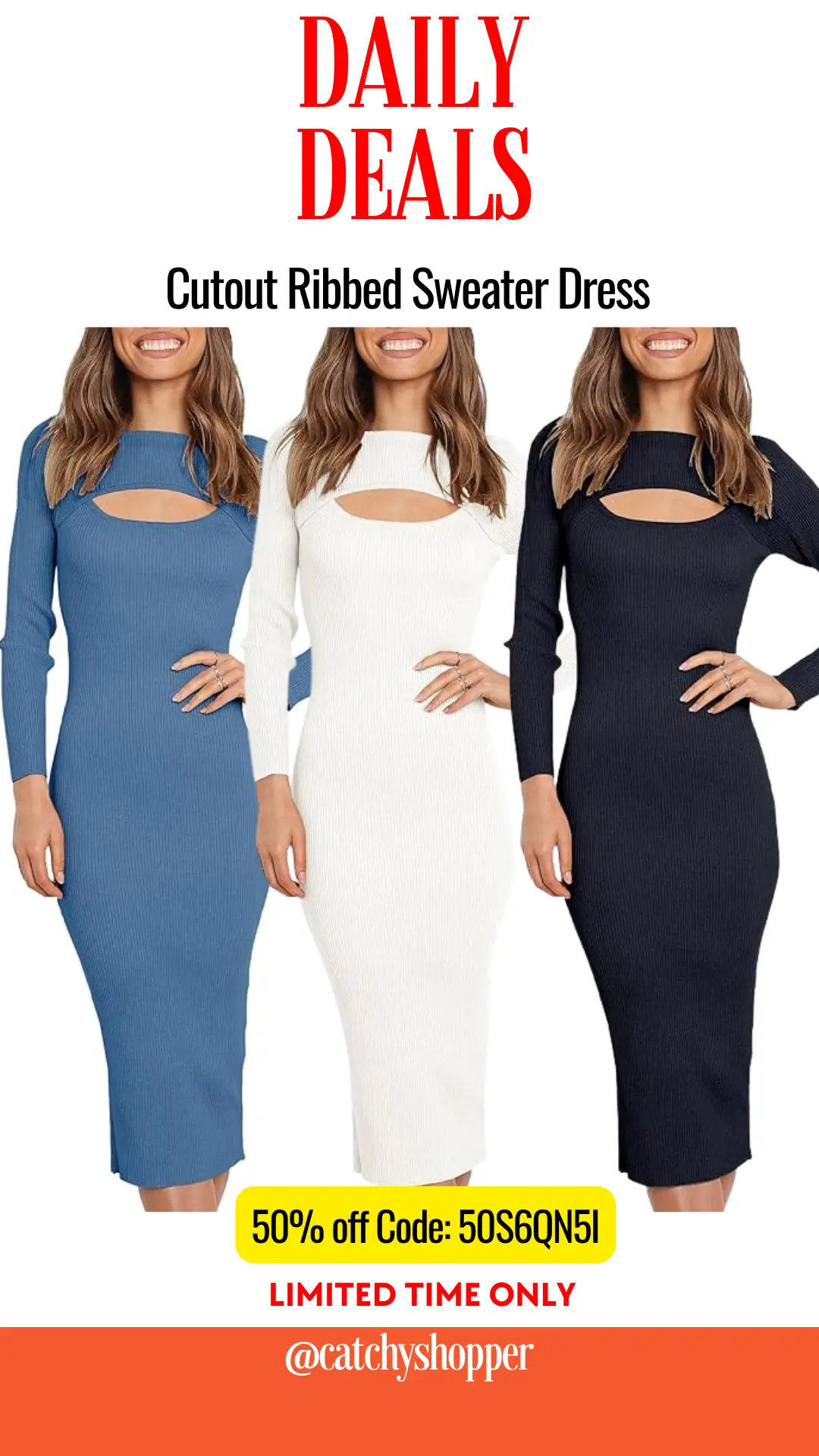 Cutout Ribbed Sweater Dress