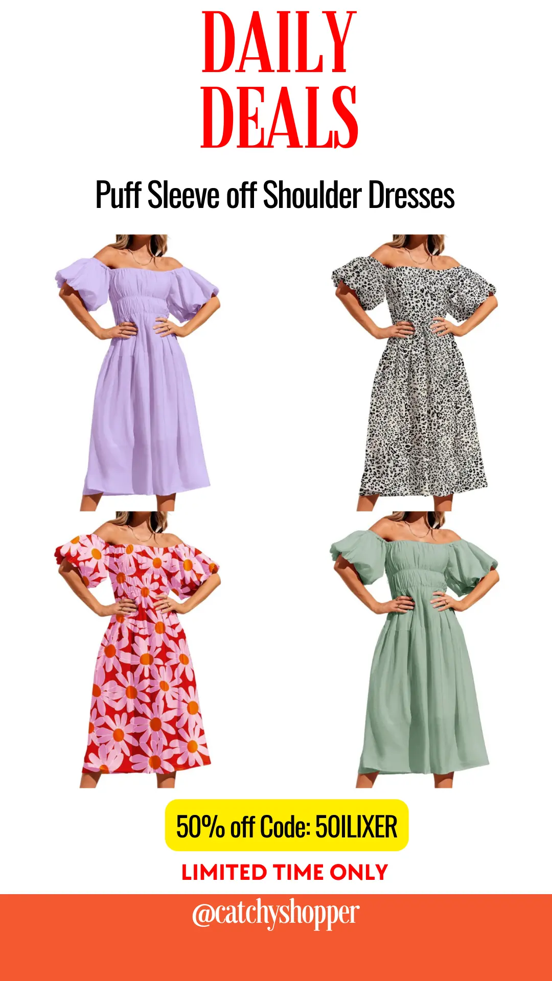 Puff Sleeve off Shoulder Dresses