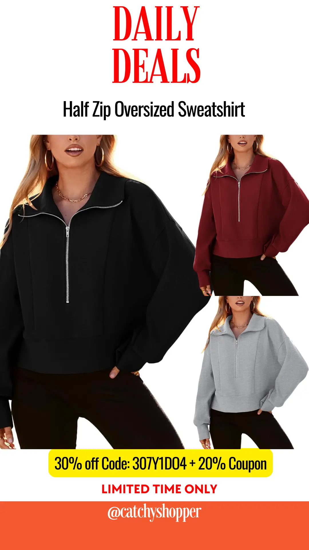 Half Zip Oversized Sweatshirt