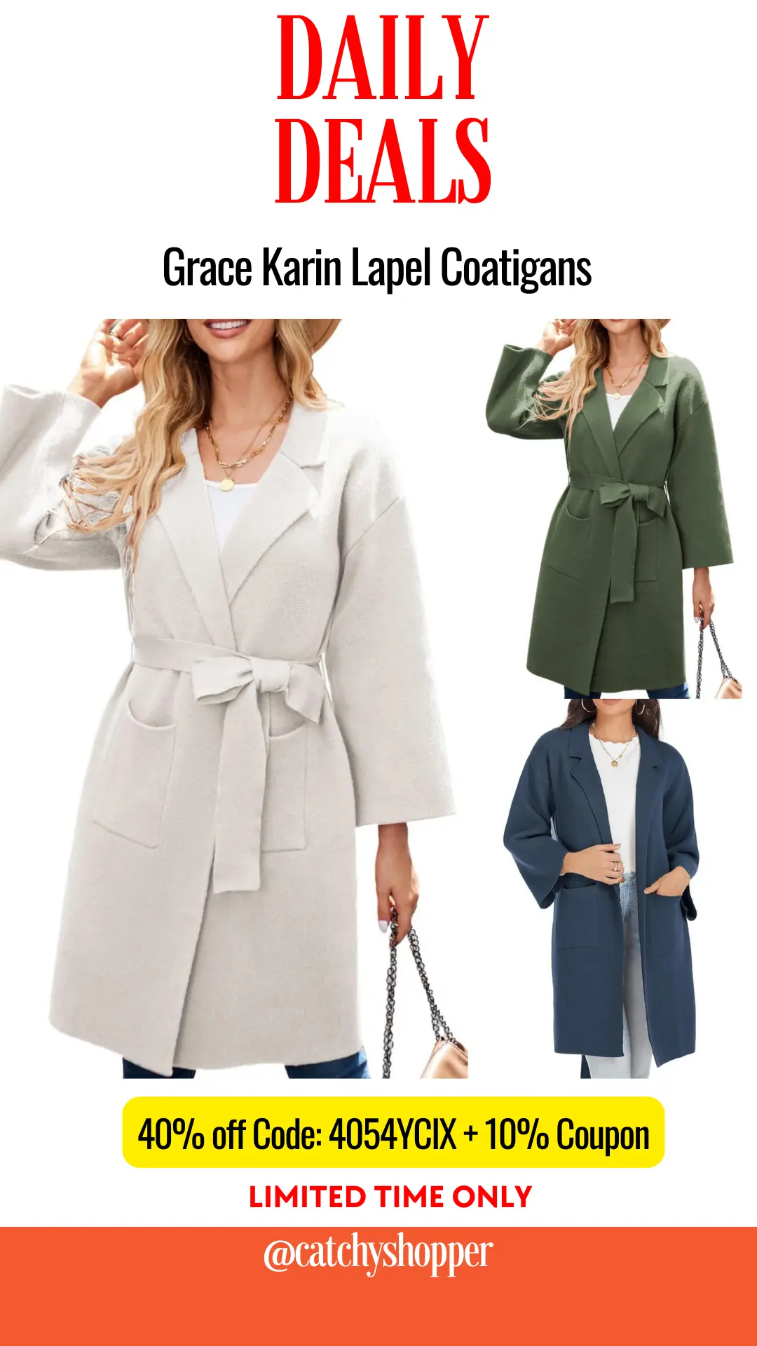 Grace Karin Lapel Coatigans  