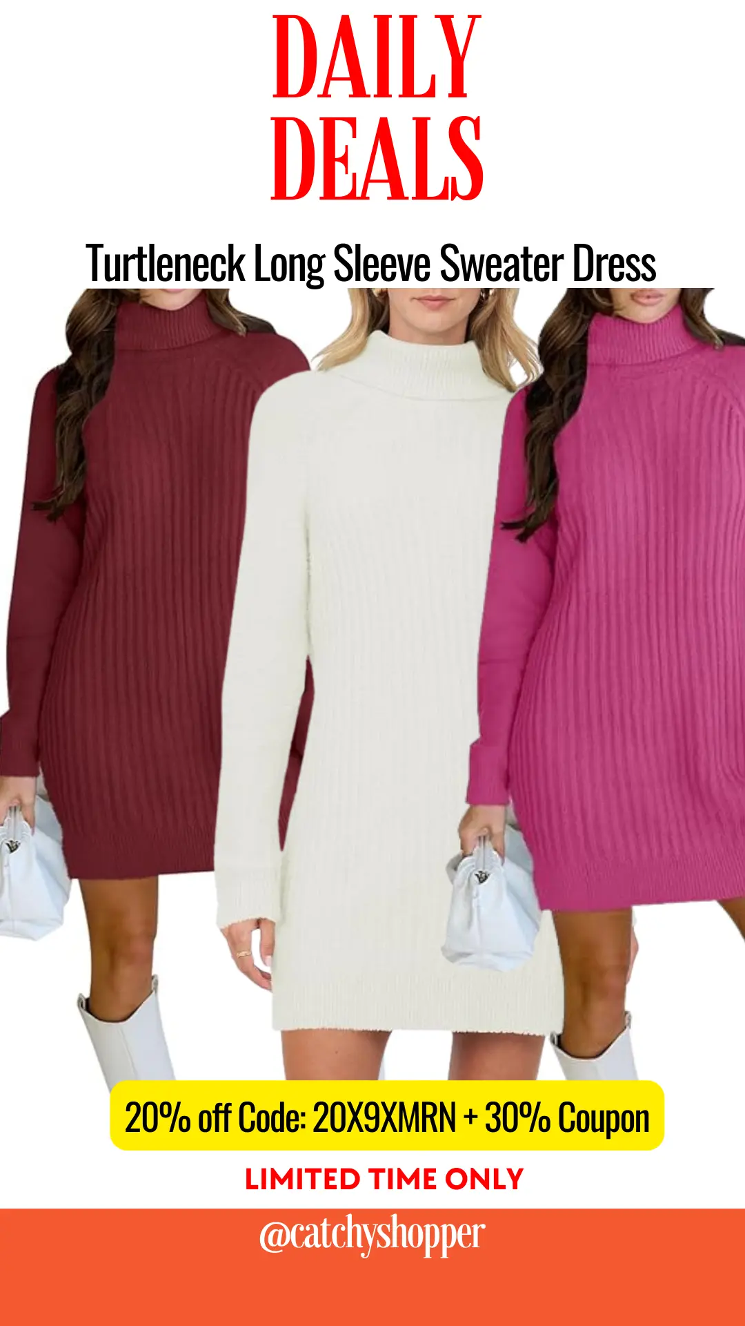 Turtleneck Long Sleeve Sweater Dress