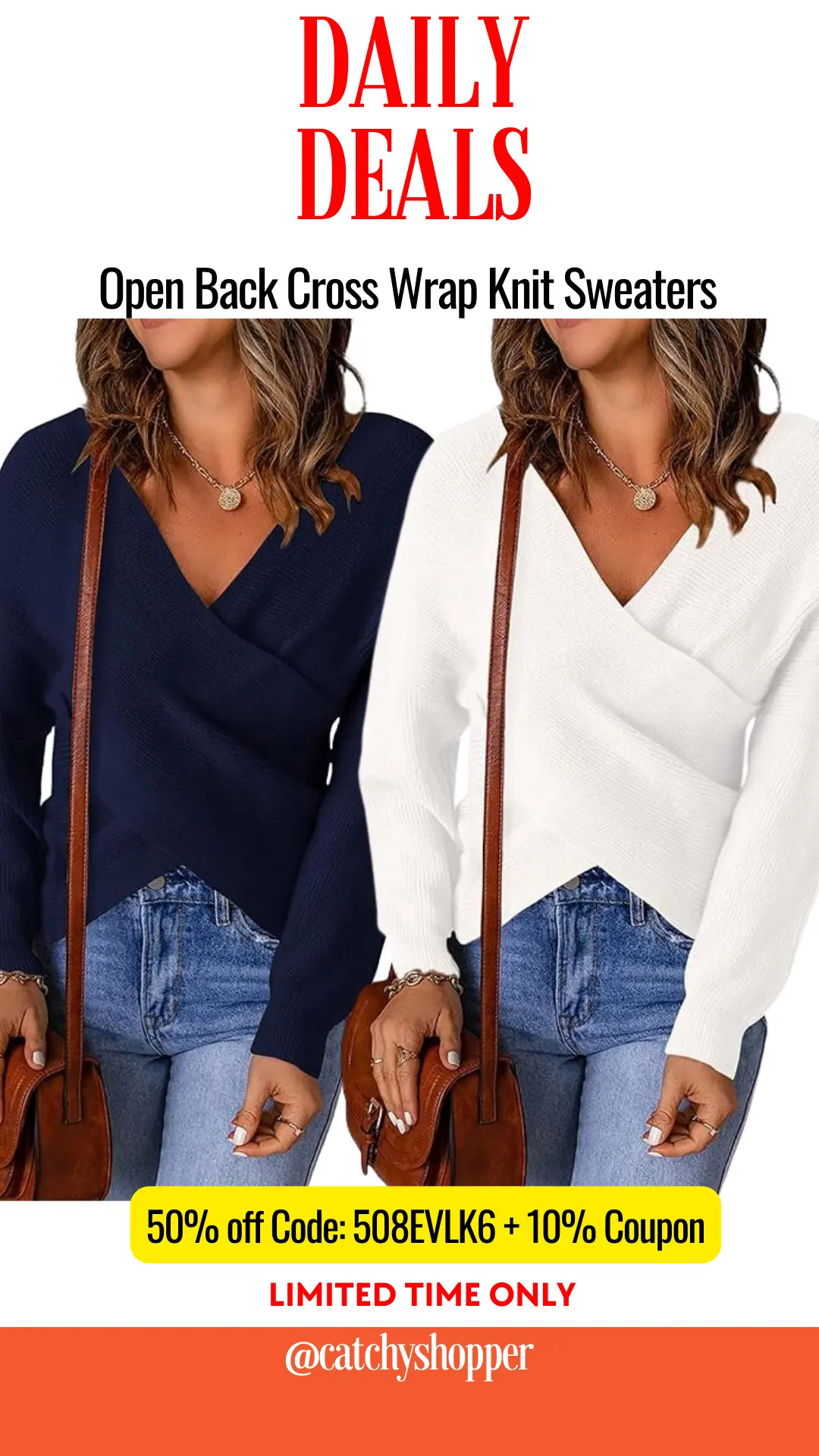 Open Back Cross Wrap Knit Sweaters