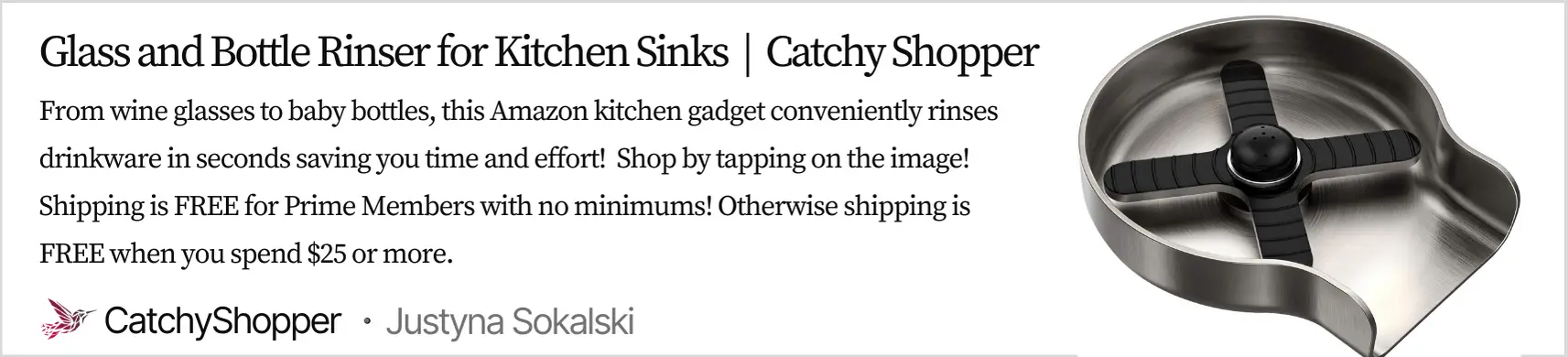 Glass and Bottle Rinser for Kitchen Sinks